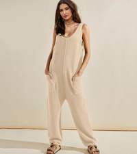 Long Pants Romper With Pocket  Harem Jumper