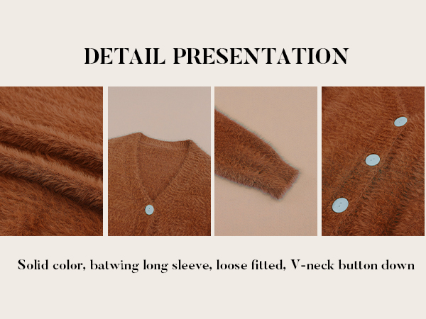 Women''s Elegant V-Neck Button Down Cropped Cardigan Long Sleeve Lightweight Fuzzy Sweater Blazer