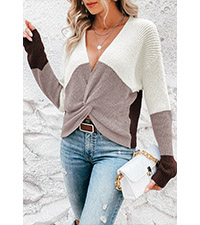 ladies sexy deep v neck long sleeve sweater jumper tops for vacation