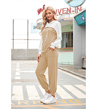 2 piece tracksuit for women casual long sleeve cutout sweatshirt high waist drawstring jogger pants