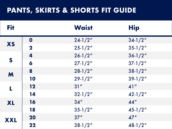 Pants, Skirts, & Shorts Fit Guide