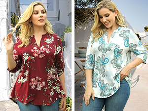 3/4 sleeve tunic tops