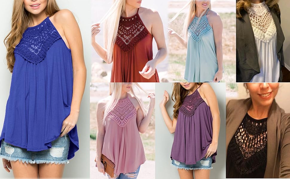 Women''s Casual Flowy Halter Summer Tunic Tank Tops Cami Shirts