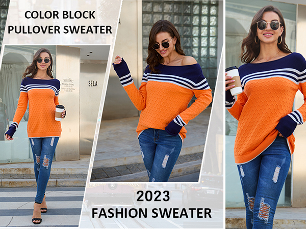 striped colorblock pullover sweaters