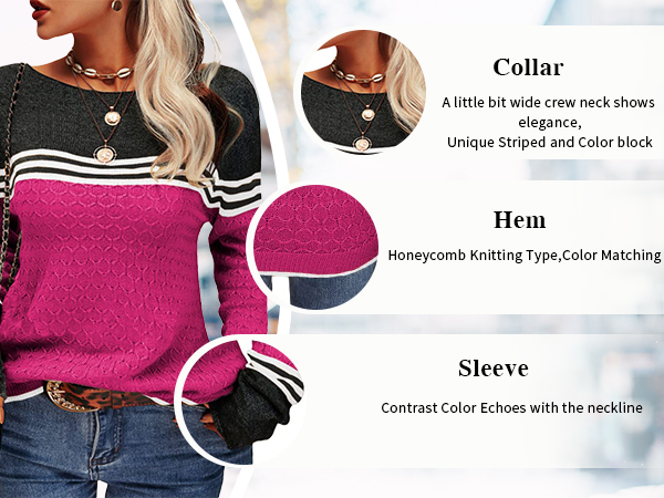 Crew Neck and longer sleeves add elegance to this pullover sweaters