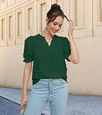 Womens Summer Tops Casual V Neck T Shirts Short Sleeve Blouses Loose Fit Tunic