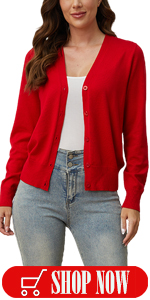 red v neck cardigan