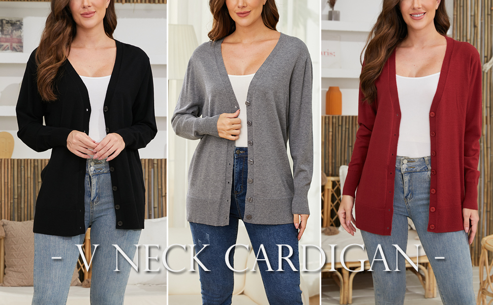 lightweight v neck button cardigan