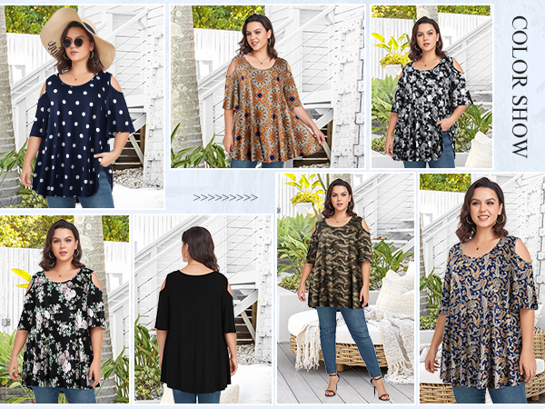 plus size cold shoulder tops for women