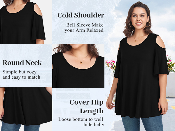 plus size cold shoulder tops for women