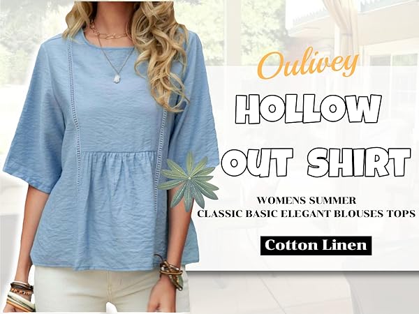 Fashion cotton linen shirts for womens