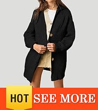 Womens Fall Fashion 2023 Long Sleeve Button Lapel Cardigan Sweater Oversized Chunky Knit Outerwear