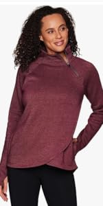 Women''s Fleece Pullover Sweatshirt With Zip Mock Neck