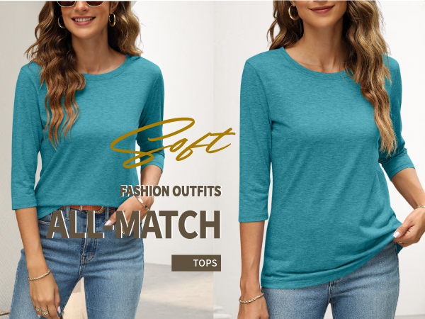 3/4 sleeve tops for women