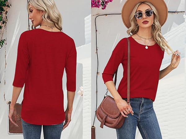 women''s 3/4 sleeve tops