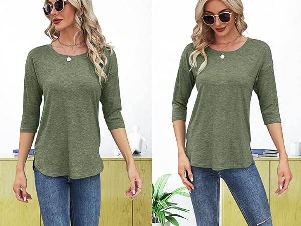 womens tops 3/4 sleeve