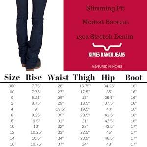 Betty Size Chart - Kimes Ranch Jeans