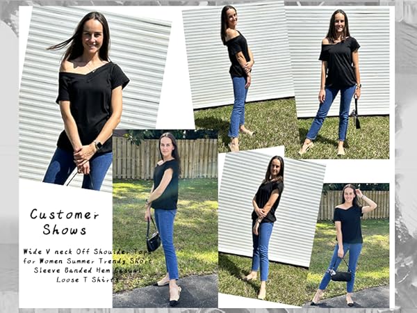 v neck off shoulder tops for women