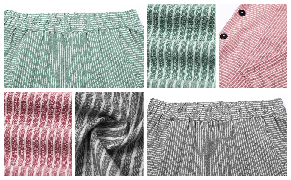 Women''s casual linen striped pants