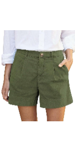 Linen Shorts for Women High Waisted Button Dressy Bermuda Shorts Baggy Business Casual