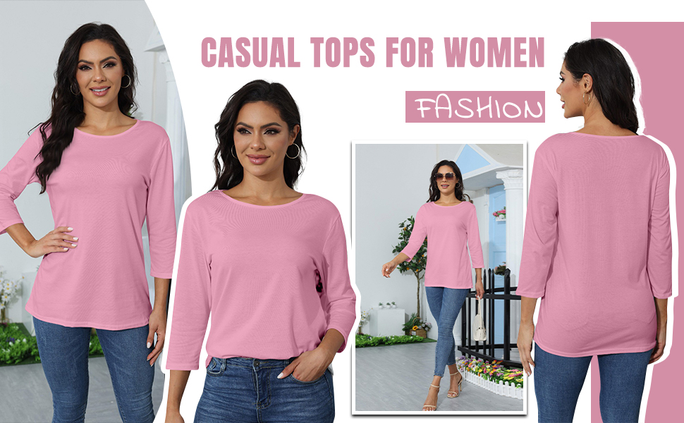 womens tops 3/4 length sleeve womens tops tops for women trendy