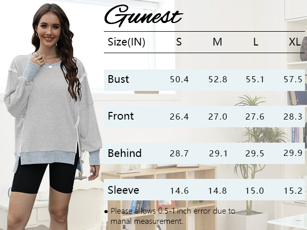 oversized sweatshirt for women pullover hoodie crewneck slit sloucthy plain casual hoodie