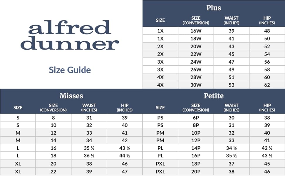 Alfred Dunner Size Chart