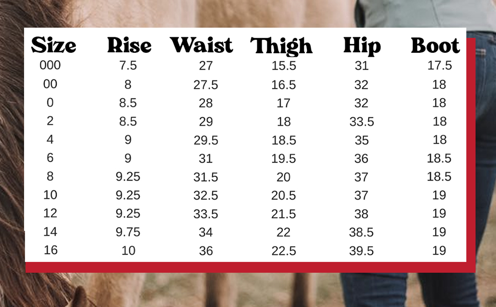 KIMES RANCH SIZE CHART