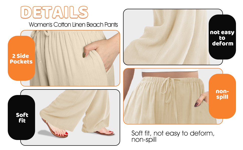 linen beach pants details