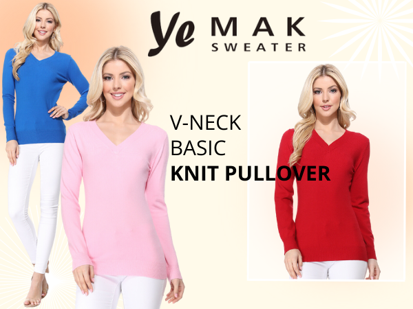 MK5501 Yemak Women''s V-Neck Basic Knit Pullover