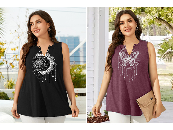 women plus size graphic tank top