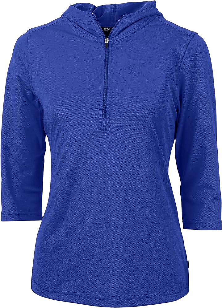 Cutter & Buck Women's Three Quarter Sleeve Virtue Eco Pique Half Zip Hoodie