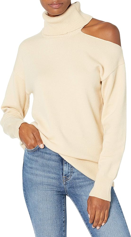 The Drop Women's Josephine Long-Sleeve Cutout Loose Turtleneck Sweater