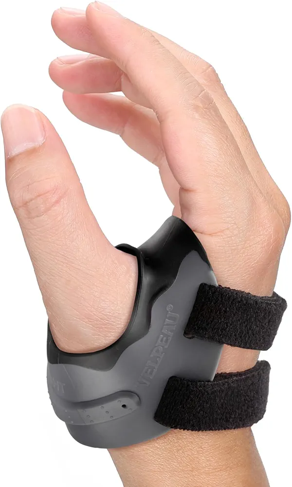 Velpeau CMC Thumb Brace for Osteoarthritis - with Shape-memory Restriction Splint, CMC Joint Stabilizer, Basal Thumb Arthritis Pain Relief and Support for Women and Men (Black, Right Hand, Medium)