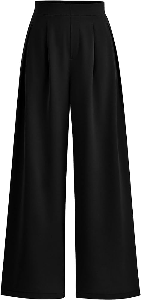 KIRUNDO Womens Summer Wide Leg Dress Pants High Waisted Palazzo Business Casual Work Office Flowy Trousers with Pockets