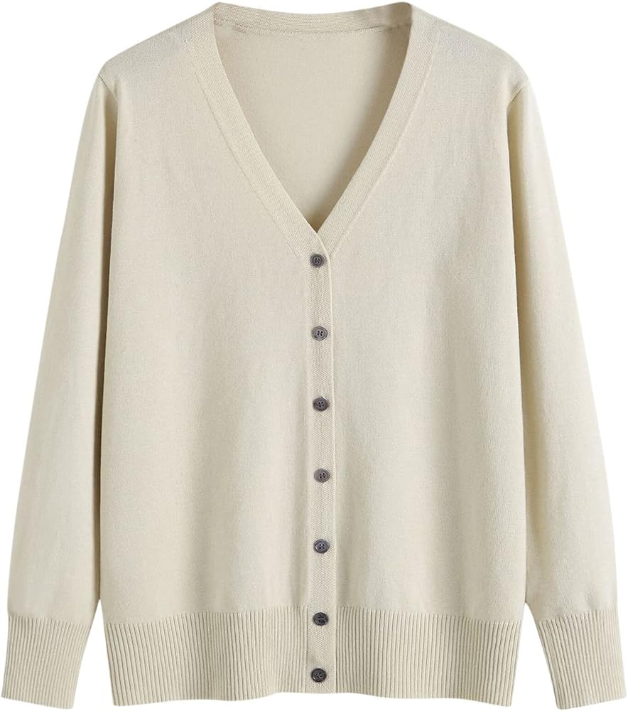 Women's Spring Classic Long Sleeve Knitted Cardigan Sweaters Casual Button Down Open Front Lightweight Soft Sweaters