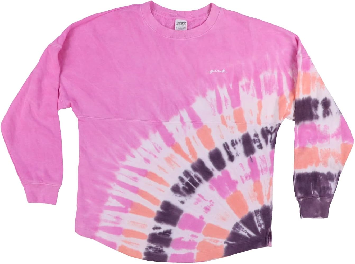 Victoria's Secret Pink Crew Neck Tie Dye Sweatshirt (Medium, Pink)