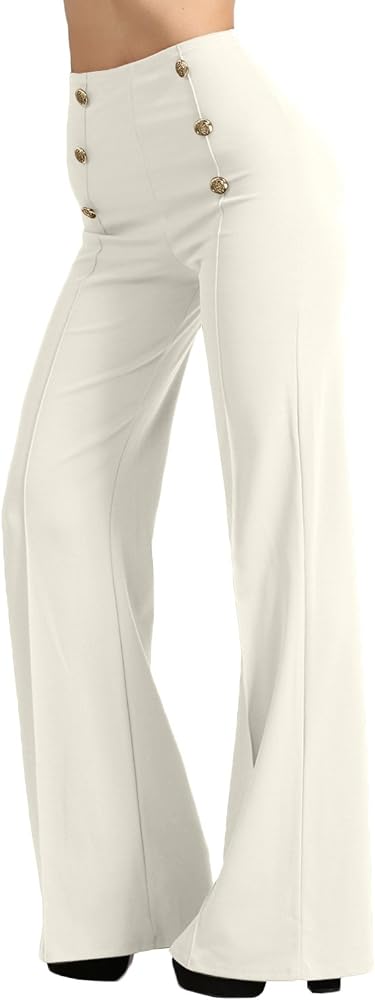 J. LOVNY Womens Sailor Bell Bottom High Waist Long Pants Made in USA S-3XL