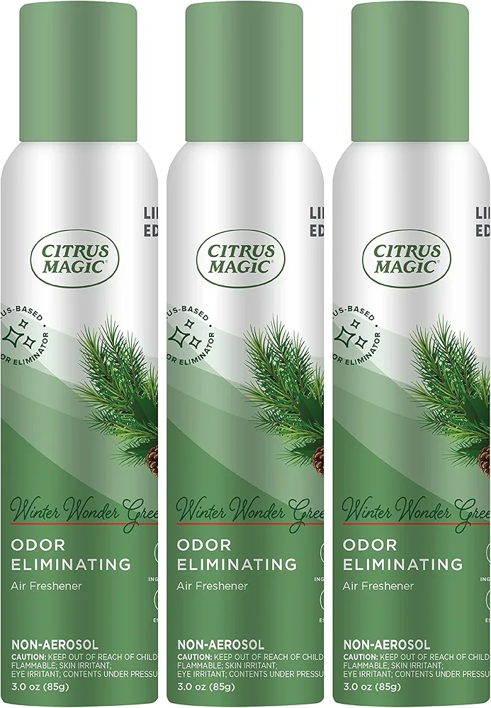 Citrus Magic Holiday Odor Eliminating Air Freshener Spray, Winter Wonder Green, 3-Ounce, Pack of 3