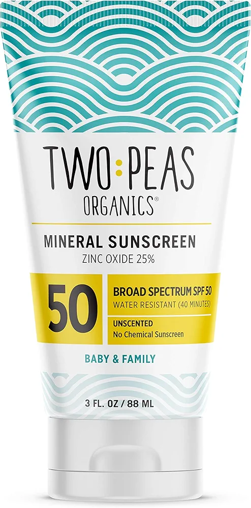 All Natural Organic SPF 50 Sunscreen Lotion - Coral Reef Safe - Baby, Kid & Family Friendly - Chemical Free Mineral Based Formula - Waterproof & Unscented – 3oz