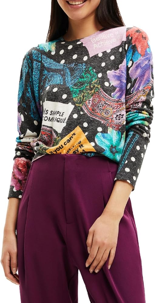 Desigual Women's Woman Flat Knit Thin Gauge Pullover