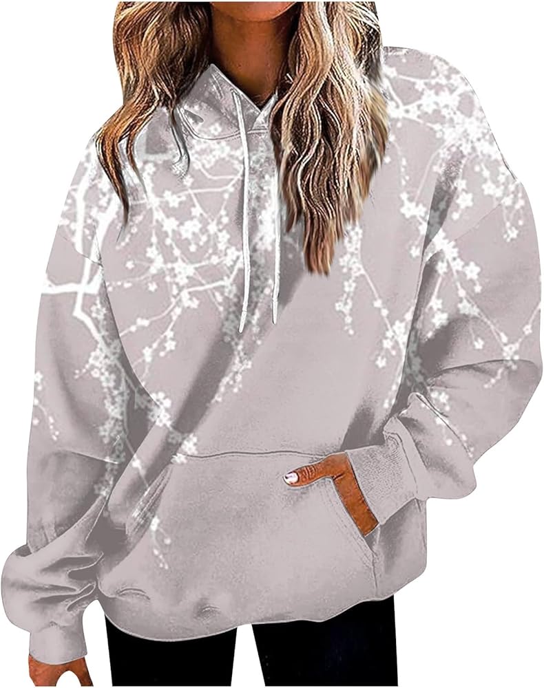 Fall Clothing 2024 Trendy Womens Fall Hoodies Long Sleeve Printed Sweatshirt Casual Loose Crew Neck Pullover