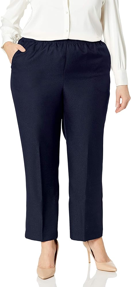 Alfred Dunner Womens Plus High Rise Office Straight Leg Pants Navy 20W