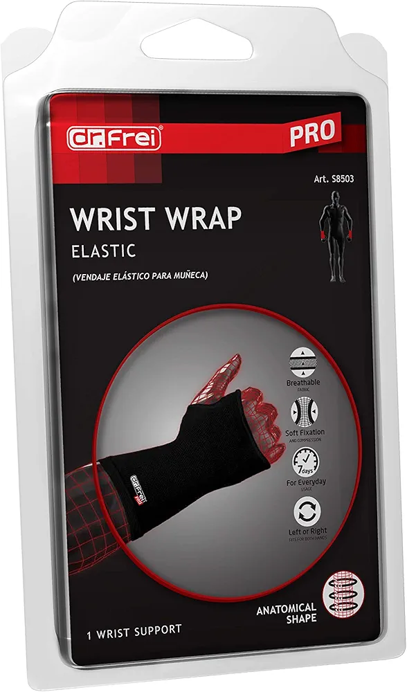 Pro Elastic Wrist Wrap Support Brace with Thumb Loop for Pain Relief or Everyday Use, Size Small