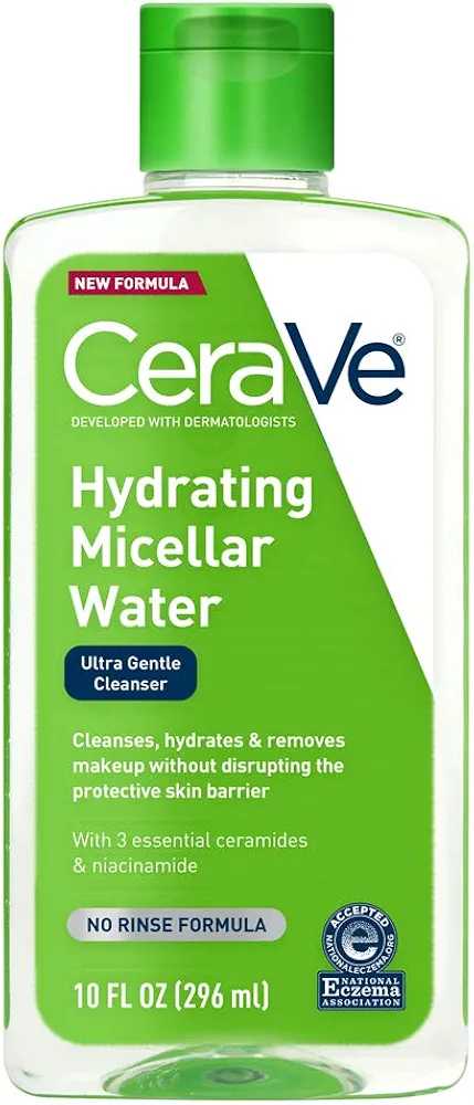 CeraVe Micellar Water | New & Improved Formula | Hydrating Facial Cleanser & Eye Makeup Remover | Fragrance Free & Non-Irritating | 10 Fl. Oz