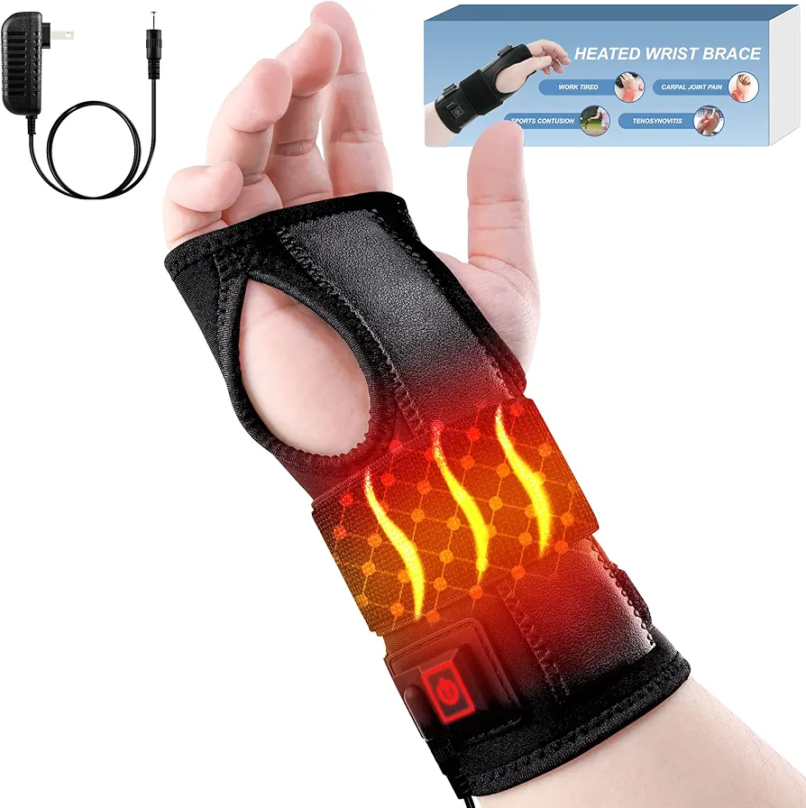 Epessa Wrist Brace Heating Pad, Heated Wrist Wrap, Hand Brace with Wrist Splint, Heated Wrist Support Brace Hand-Left Right Hand Women Men