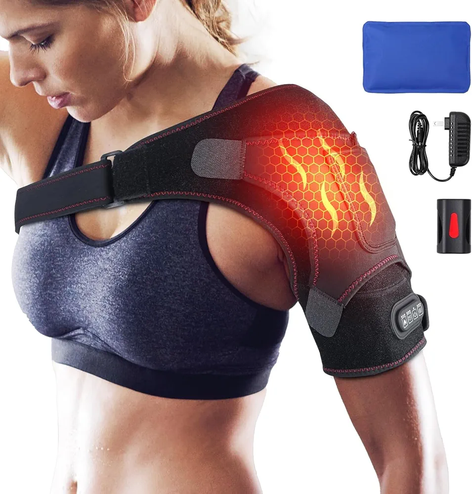 Shoulder Massager, Neck and Shoulder Massager, Shoulder Massager with Heat, Shoulder Heating Pad with Massage, Portable for Travel