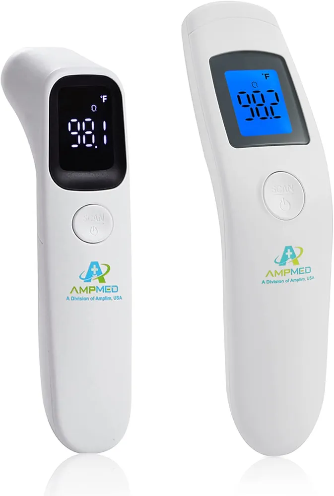 Amplim Premium Bundle Non-Contact Touchless Infrared Digital Forehead Thermometer