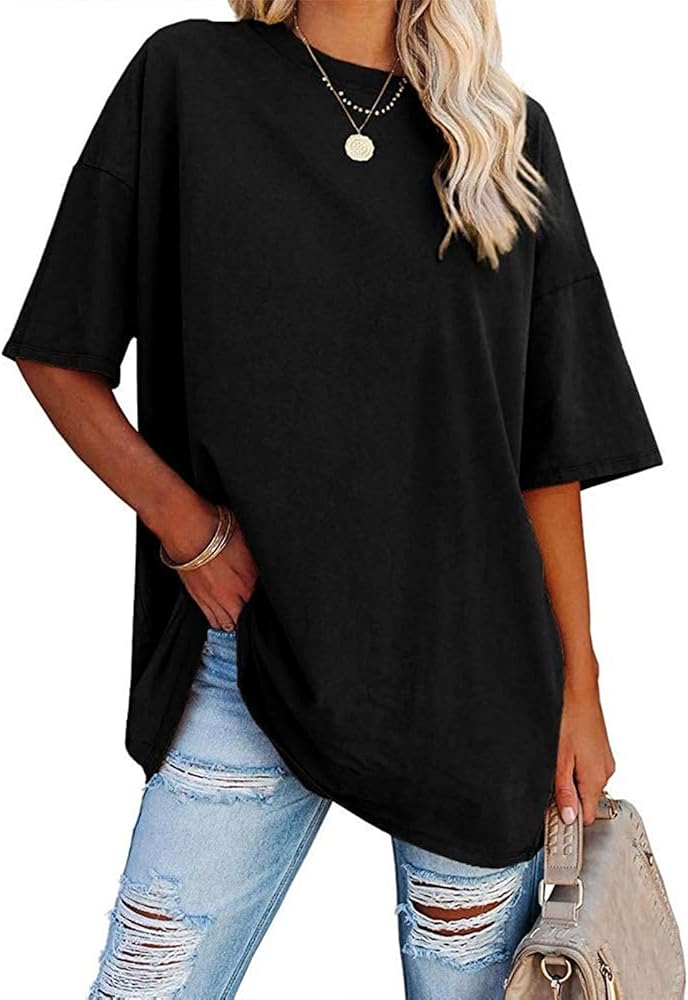 Oversized T Shirts for Women Loose Fit Crewneck Short Sleeve Tops Summer Casual Blouse Y2K 2024 Basic Tees