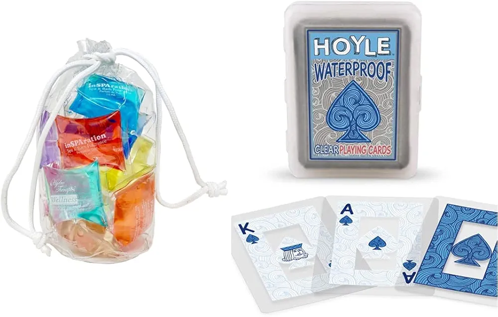 inSPAration Spa and Bath Aromatherapy Model# 151 Sample Gift Pack Bag, 1/2-Ounce & Hoyle Waterproof Playing Cards, Clear, 1 Deck